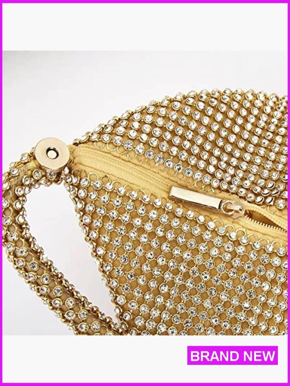 Rhinestone Triangle Wristlet Evening Bag Elegant Glitter Prom Party Purse - Picture 5 of 7